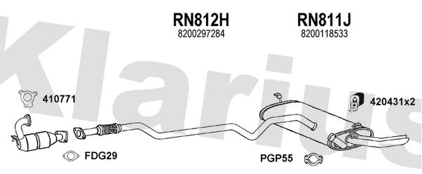 Klarius RN812H - Centre Pipe  - Fits Renault Laguna 1.9dCi