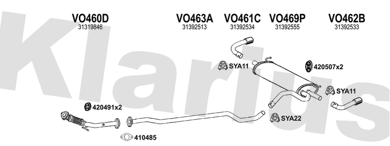 Klarius VO460D - Front Pipe  - Fits Volvo S80 2.0 D4