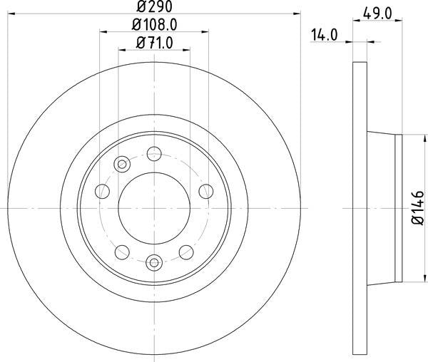 Mintex Brake Discs fits -Citroën Fiat Peugeot Toyota V256:4 MDC1836 (also fits other vehicles)
