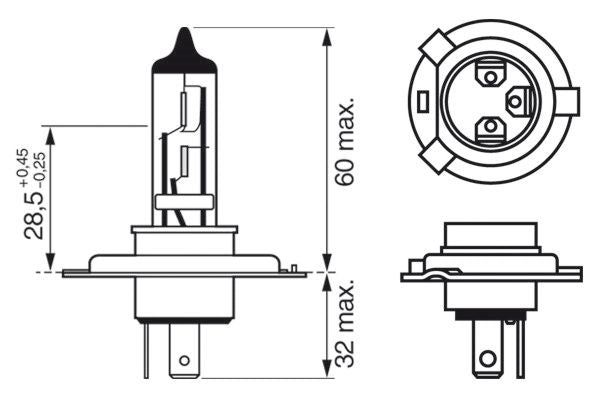 Bosch Xenon Blue 472 H4 12V 60/55W P43T Part No - 1987302045