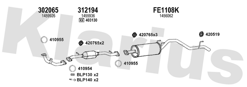Klarius 302065 - Front Pipe For Cat  - Fits Ford Ranger 2.5TDCi,3.0TDCi