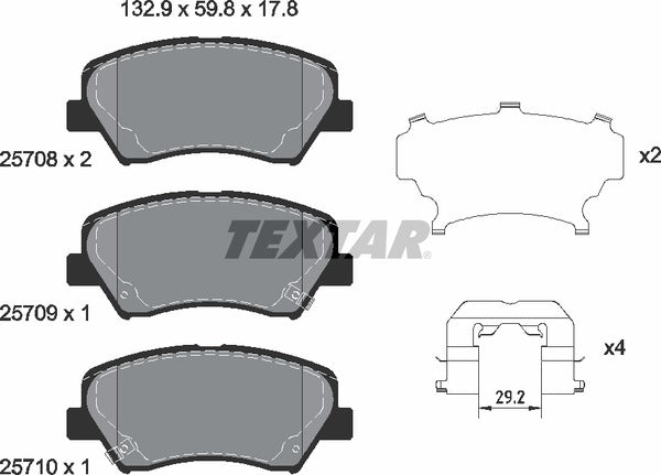 Hyundai Kia, Brake Pad Set - Textar 25708012569801