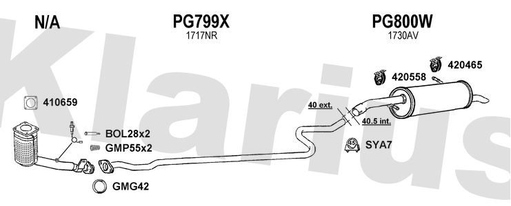 Klarius PG799X - Centre Pipe  - Fits Peugeot 207 1.4