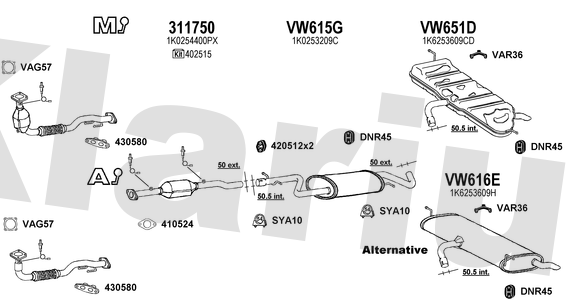 Klarius 311750 - Catalyst Type Approved  - Fits Audi A3 1.6FSi