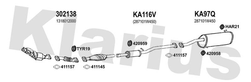 Klarius 302138 - Front Pipe For Cat  - Fits Kia Cee`d (JD) 1.6