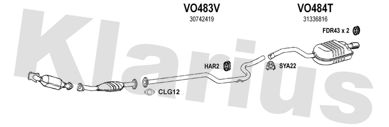 Klarius VO483V - Centre Pipe  - Fits Volvo V70 2.4D