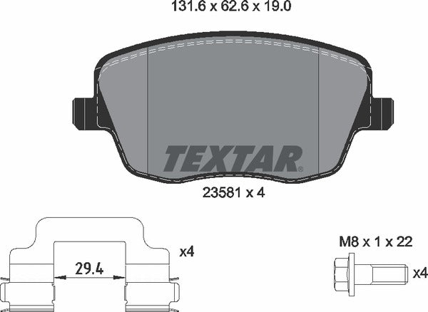 Textar Brake Pad Set - 2358101