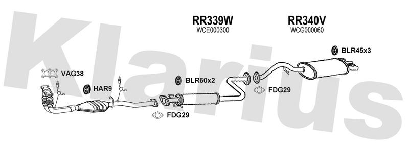 Klarius RR339W - Box With Centre Pipe  - Fits Rover MGZR 1.8i