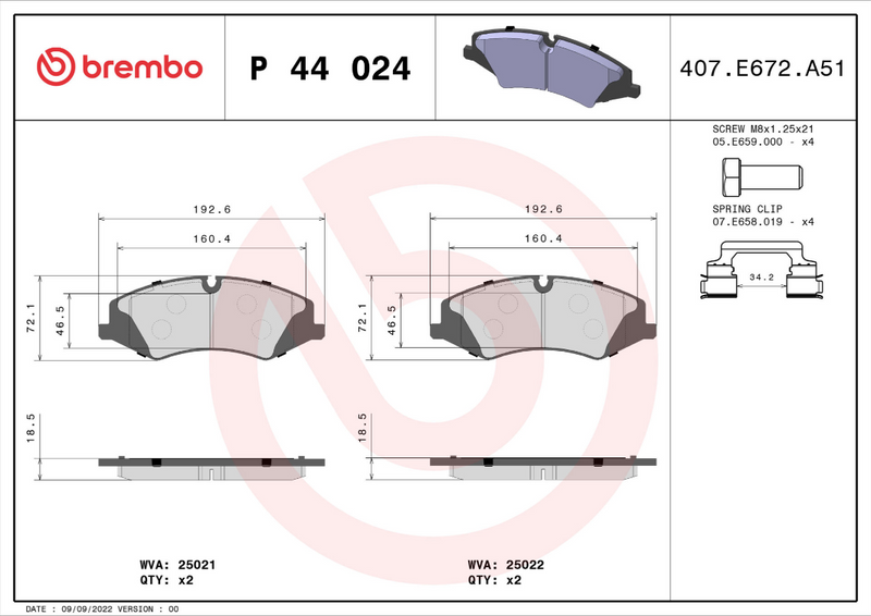Brembo Brake Pad Set - P44024