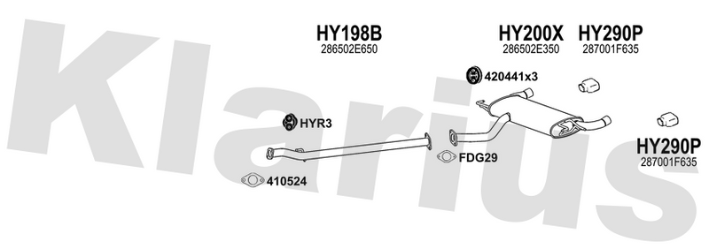 Klarius HY198B - Box With Centre Pipe  - Fits Hyundai Tucson 2.7 V6