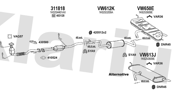 Klarius 311818 - Catalyst Type Approved  - Fits Volkswagen Golf 1.4i