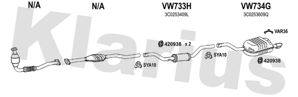 Klarius VW733H - Box With Centre Pipe  - Fits Volkswagen Passat 1.6 FSi