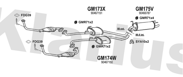 Klarius GM173X - Box With Centre Pipe Right Han  - Fits Opel Omega 2.5i