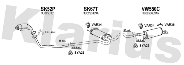 Klarius SK52P - Centre Pipe  - Fits Skoda Superb 1.9TDi