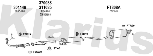 Klarius 301148 - Front Pipe For Cat  - Fits Fiat Punto 1.2i