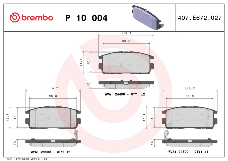 Brembo Brake Pad Set - P10004