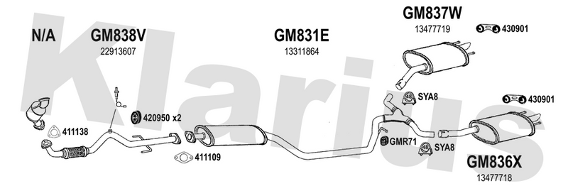 Klarius GM838V - Front Pipe  - Fits Opel Insignia 1.6T