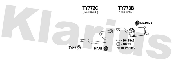 Klarius TY772C - Catalyst Repair Pipe  - Fits Toyota Auris 1.8