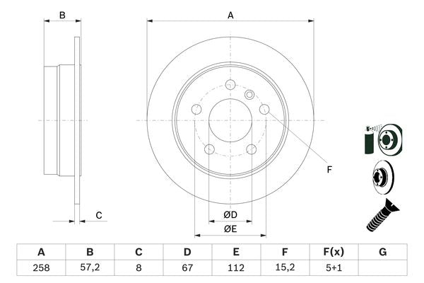 Bosch Brake Disc Pair Part No - 0986479235