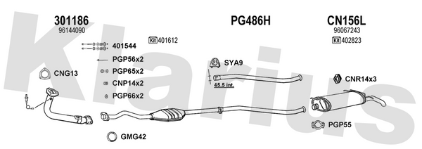 Klarius 301186 - Front Pipe For Cat  - Fits Citroen AX 1.0i,1.1i