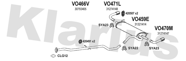 Klarius VO466V - Centre Pipe  - Fits Volvo S60 2.4D