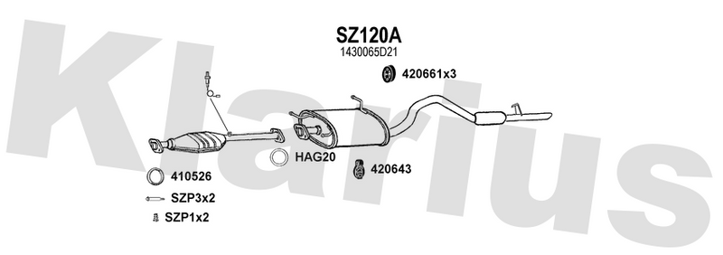 Klarius SZ120A - Box With Tail Pipe  - Fits Suzuki Grand Vitara 2.0i