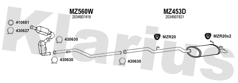 Klarius MZ560W - Centre Pipe  - Fits Mercedes C200 2.1CDi