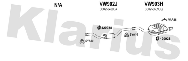 Klarius VW902J - Box With Centre Pipe  - Fits Volkswagen Passat 1.6