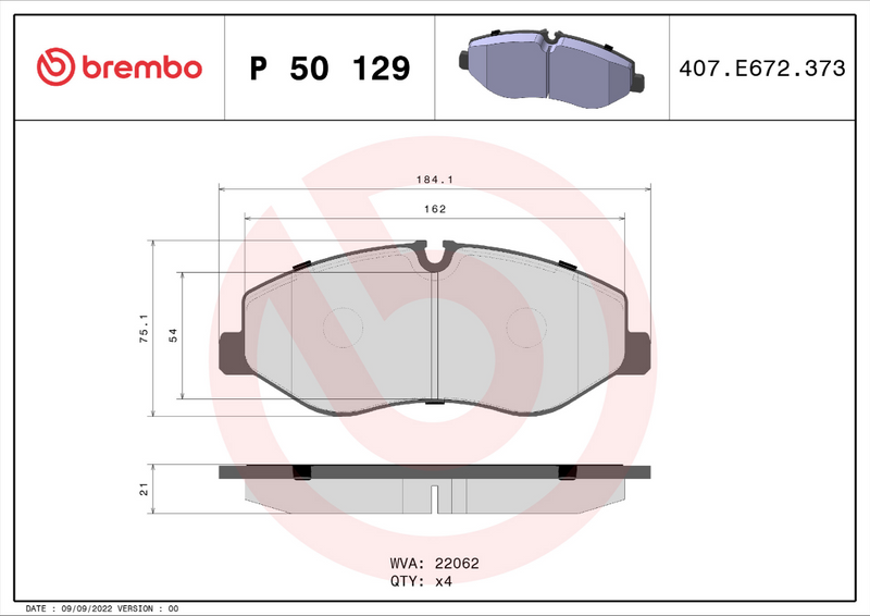 Brembo Brake Pad Set - P50129