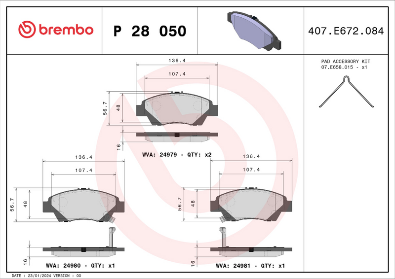 Brembo Brake Pad Set - P28050