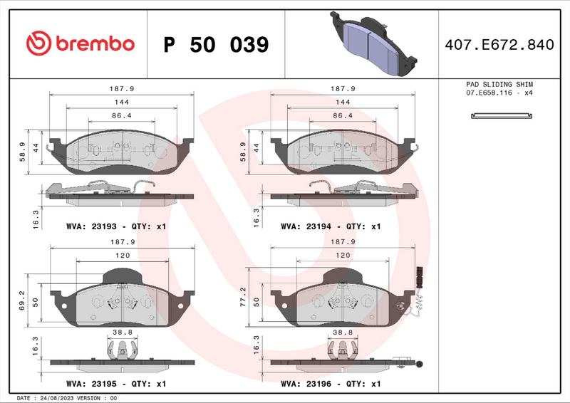 Brembo Brake Pad Set - P50039