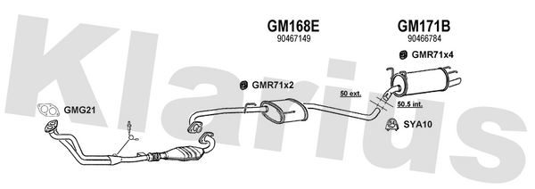 Klarius GM168E - Box With Centre Pipe  - Fits Opel Omega 2.0i