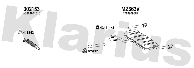 Klarius 302153 - Front Pipe  - Fits Mercedes A200 2.1CDi