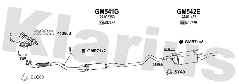 Klarius GM541G - Box With Centre Pipe  - Fits Opel Combo 1.6i