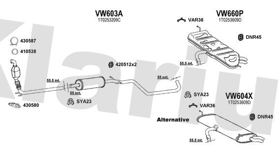 Klarius VW603A - Box With Centre Pipe  - Fits Volkswagen Touran 2.0TDi