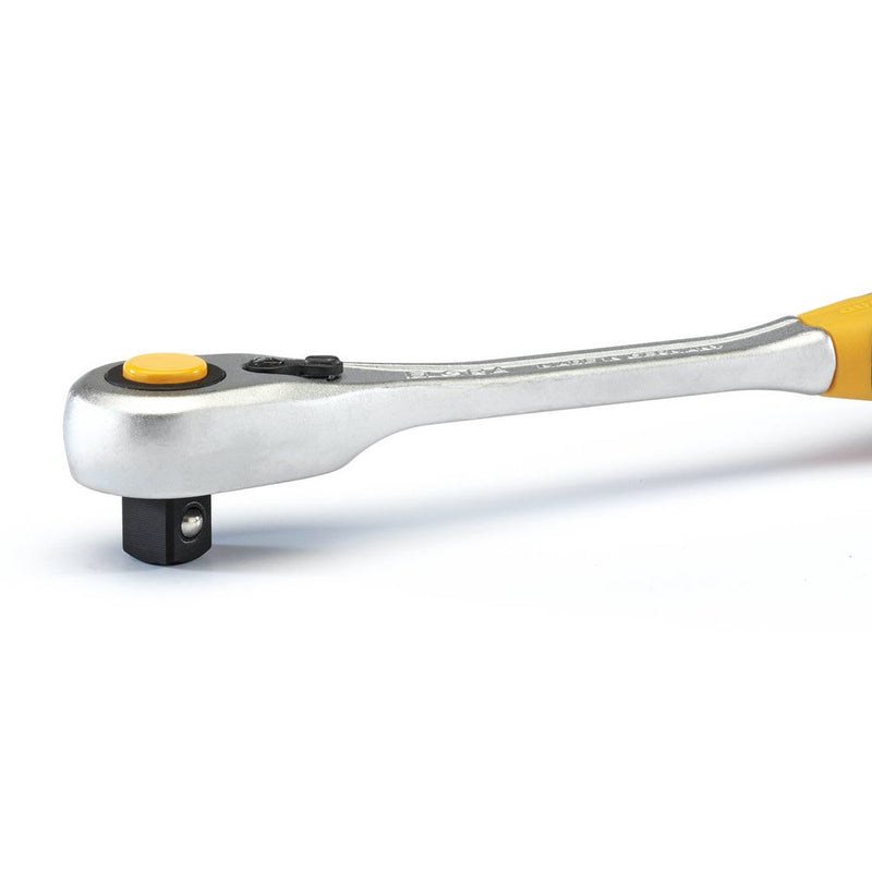 Elora Fine Tooth Quick Release Soft Grip Reversible Ratchet, 1/2" Sq Dr, 270mm
