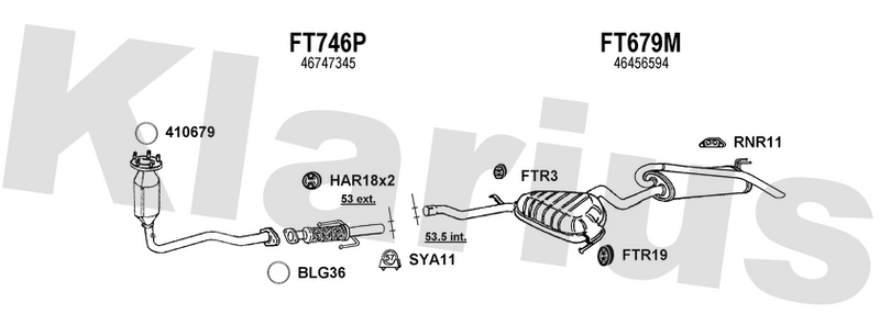 Klarius FT746P - Centre Pipe  - Fits Fiat Marea 1.6i
