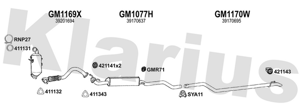 Klarius GM1169X - Front Pipe  - Fits Opel Astra K 1.6 CDTi