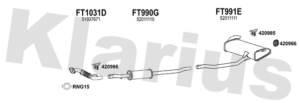 Klarius FT1031D - Front Pipe  - Fits Chrysler Jeep Renegade 1.6