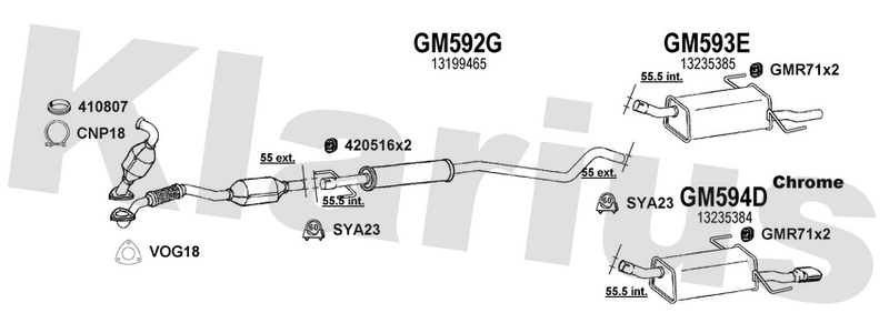 Klarius GM592G - Box With Centre Pipe  - Fits Opel Astra H 1.9CDTi