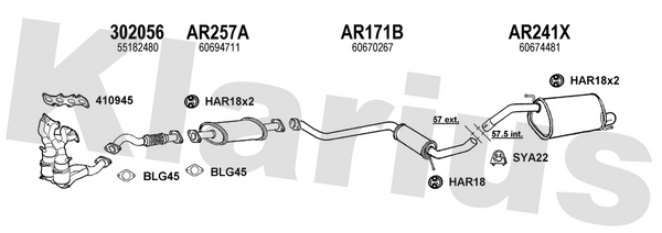 Klarius 302056 - Front Pipe For Cat  - Fits Alfa Romeo 156 2.0JTS