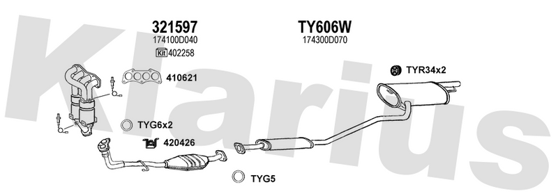 Klarius 321597 - Catalyst Type Approved Withpip  - Fits Toyota Avensis 1.8VVTi