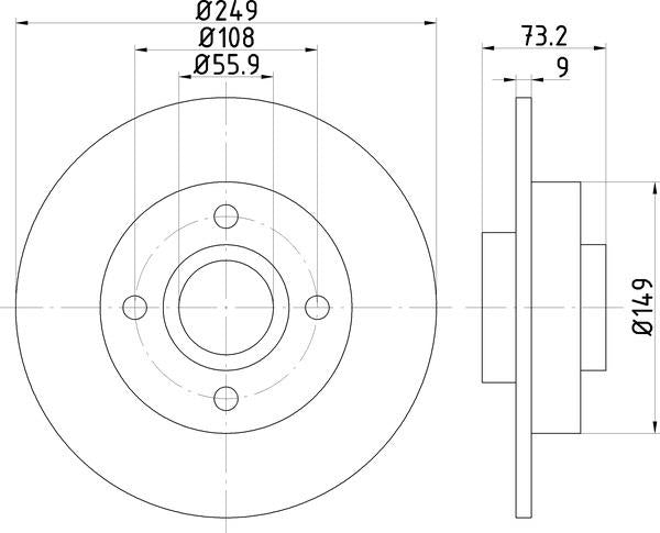 Mintex Brake Discs fits -Citroën DS Peugeot V302:5 MDC2031 (also fits other vehicles)