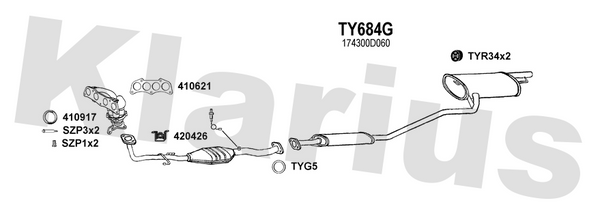Klarius TY684G - Box With Tail Pipe  - Fits Toyota Avensis 1.6VVTi