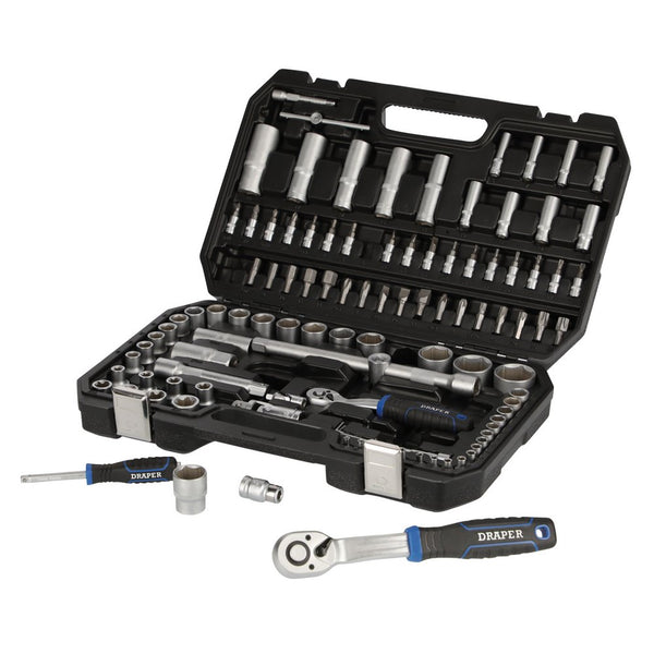 Draper HI-TORQ Metric Socket Set, 1/4" & 1/2" Sq Dr (108 Piece)
