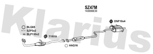 Klarius SZ47M - Box With Tail Pipe  - Fits Suzuki Swift 1.0i
