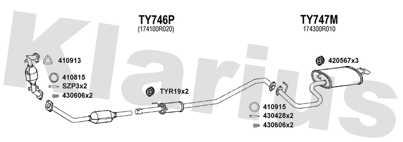 Klarius TY746P - Box With Centre Pipe  - Fits Toyota Avensis 2.2D-4D