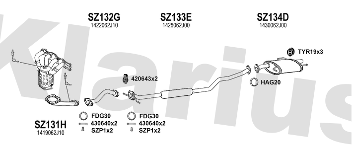 Klarius SZ131H - Centre Pipe  - Fits Suzuki Swift 1.3i
