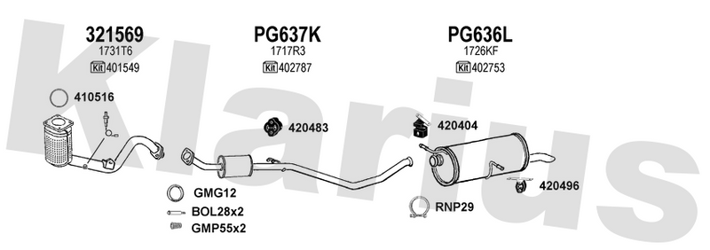 Klarius 321569 - Catalyst Type Approved Withpip  - Fits Citroen C4 1.6i