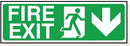 Adhesive Fire Exit Down Arrow Sign - F014A
